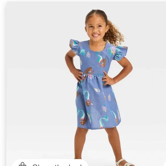 Kids Blue Mermaid Dress - Picture 3 of 3